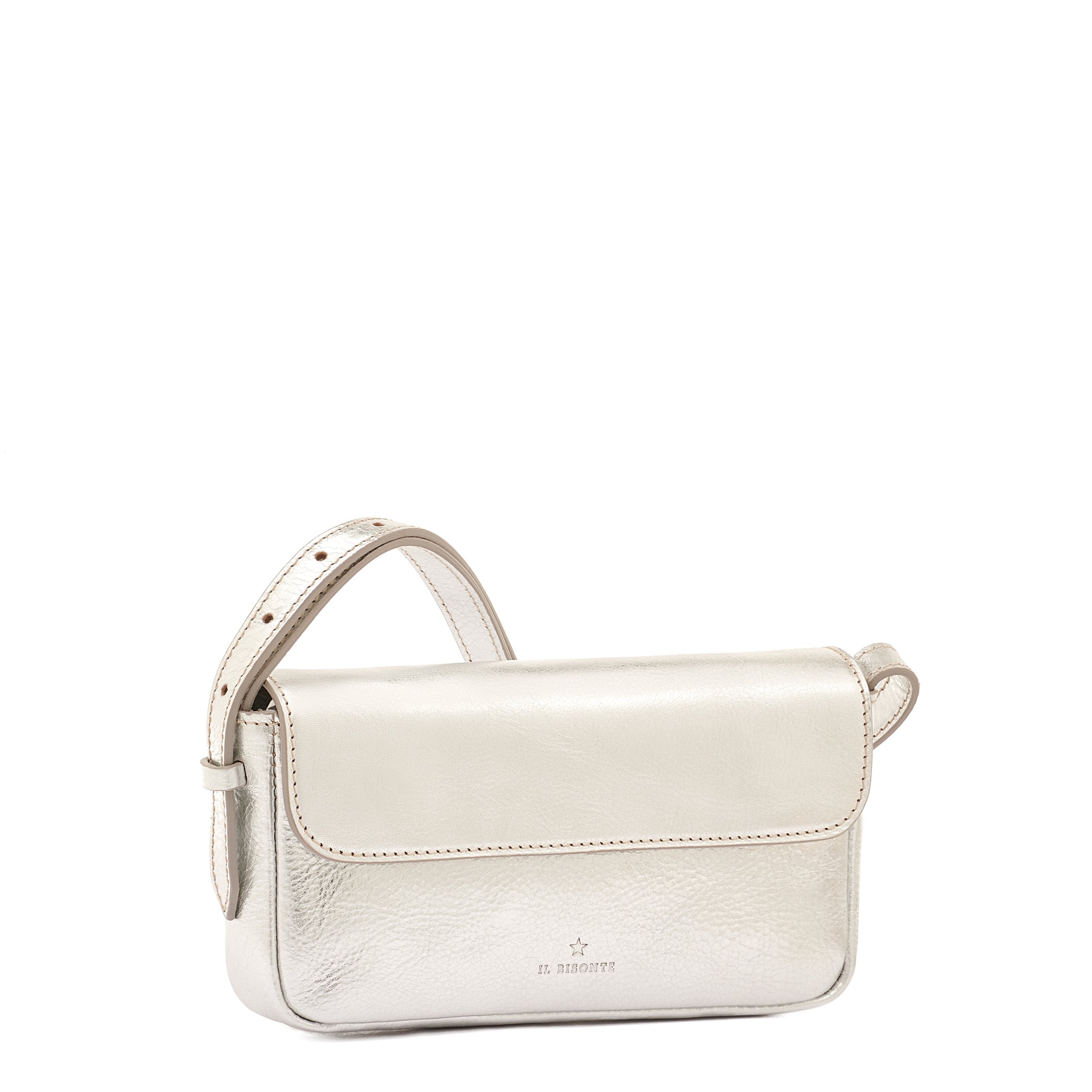 Studio | Women's crossbody bag in metallic leather color metallic silver