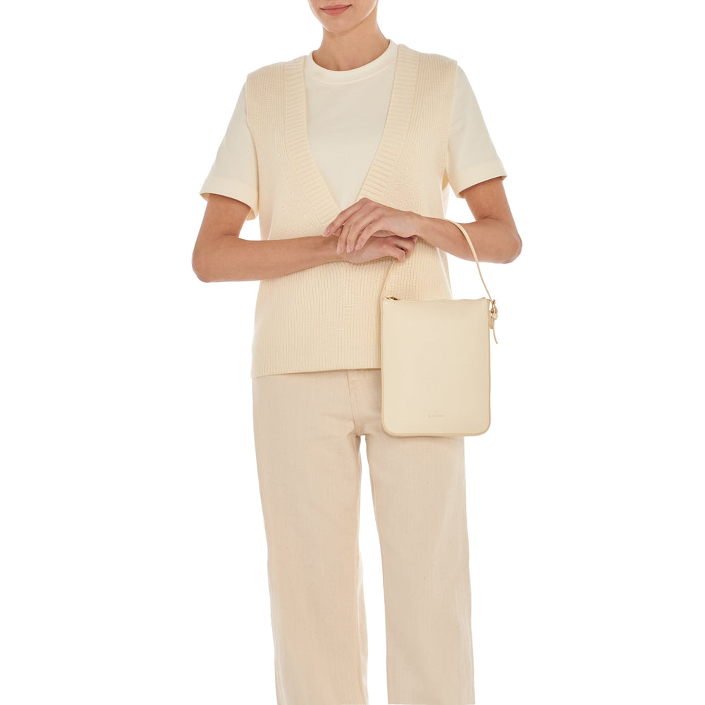 Modulo | Women's crossbody bag in leather color white