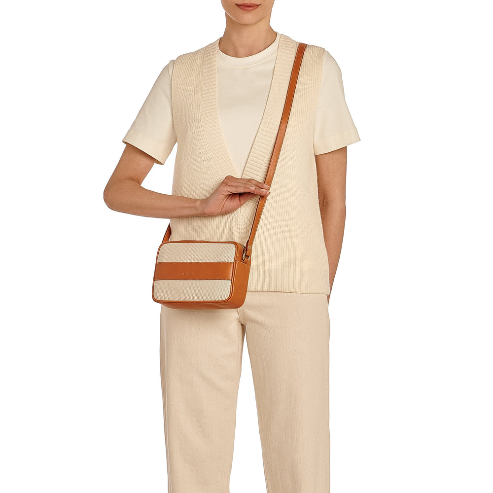 Marini | Sac bandouliere pour femme en tissu couleur naturel /caramel