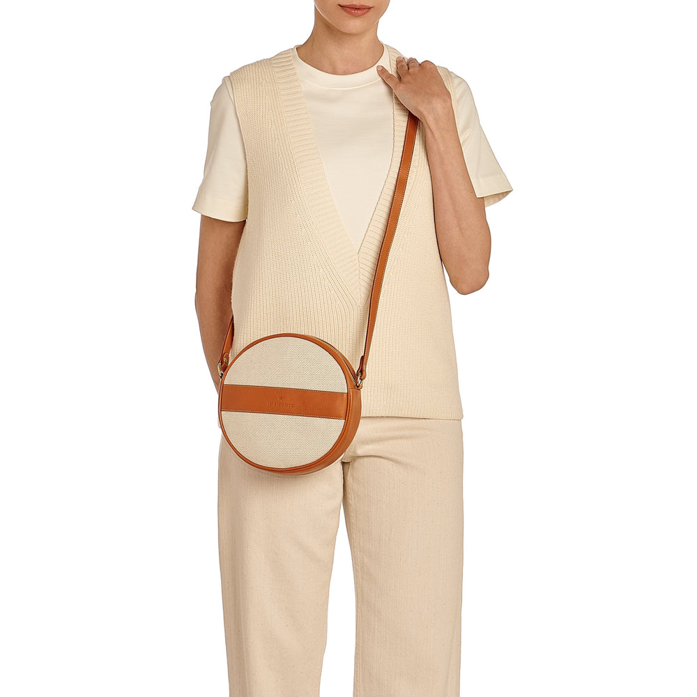 Marini | Sac bandouliere pour femme en tissu couleur naturel /caramel