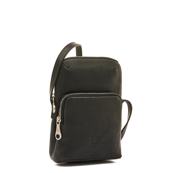 Duccio | Men's crossbody bag in vintage leather color black