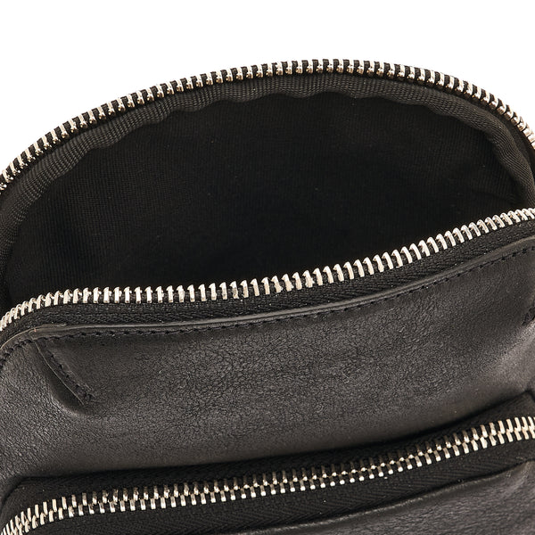 Duccio | Men's crossbody bag in vintage leather color black