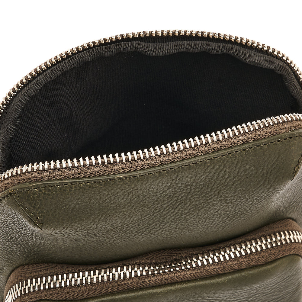 Duccio | Men's crossbody bag in vintage leather color forest