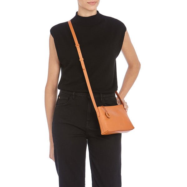Tessa | Women's crossbody bag in leather color caramel