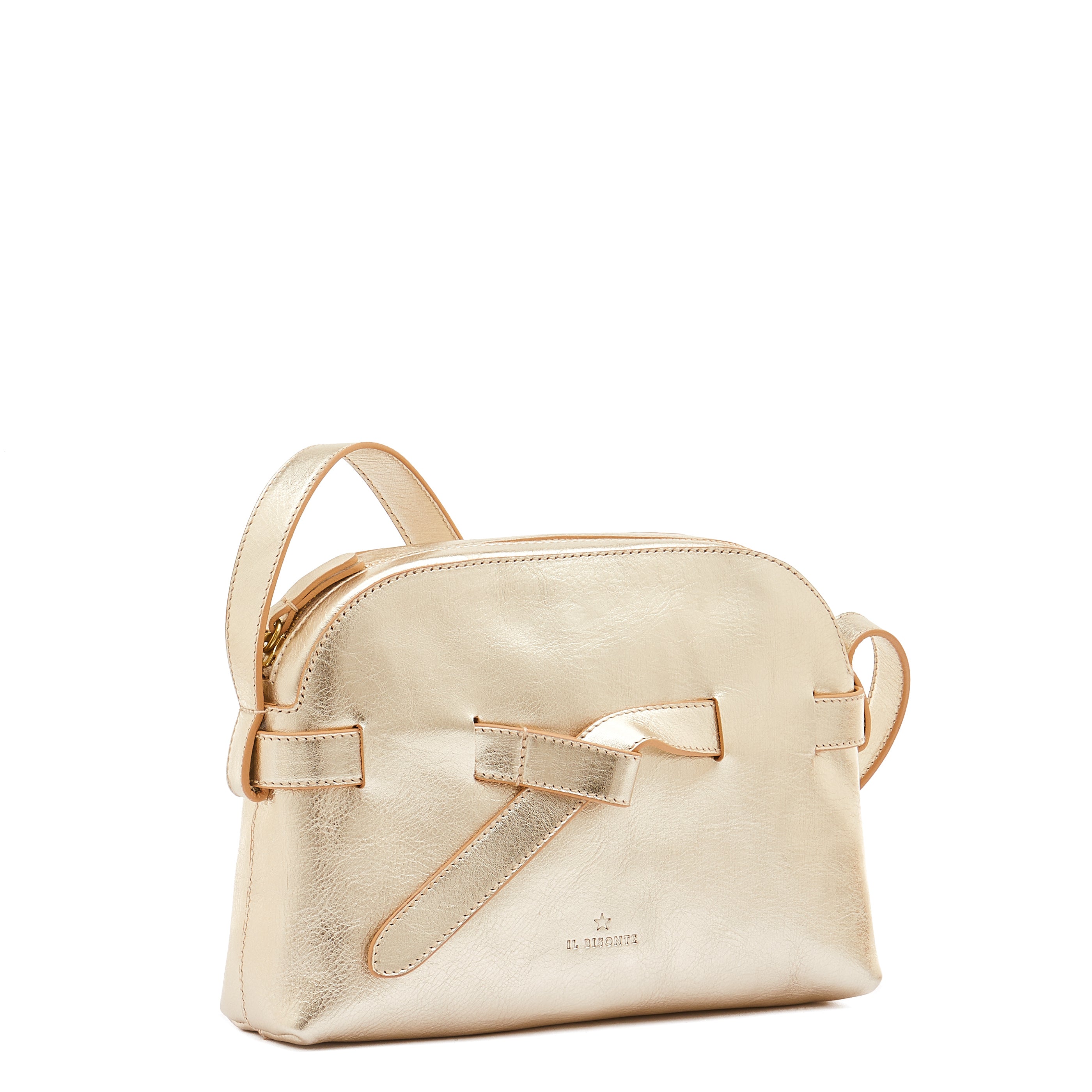 Elisa | Sac bandouliere pour femme en cuir métallisé couleur métallique platine