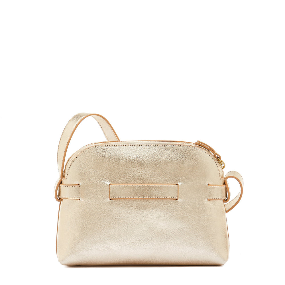 Elisa | Sac bandouliere pour femme en cuir métallisé couleur métallique platine
