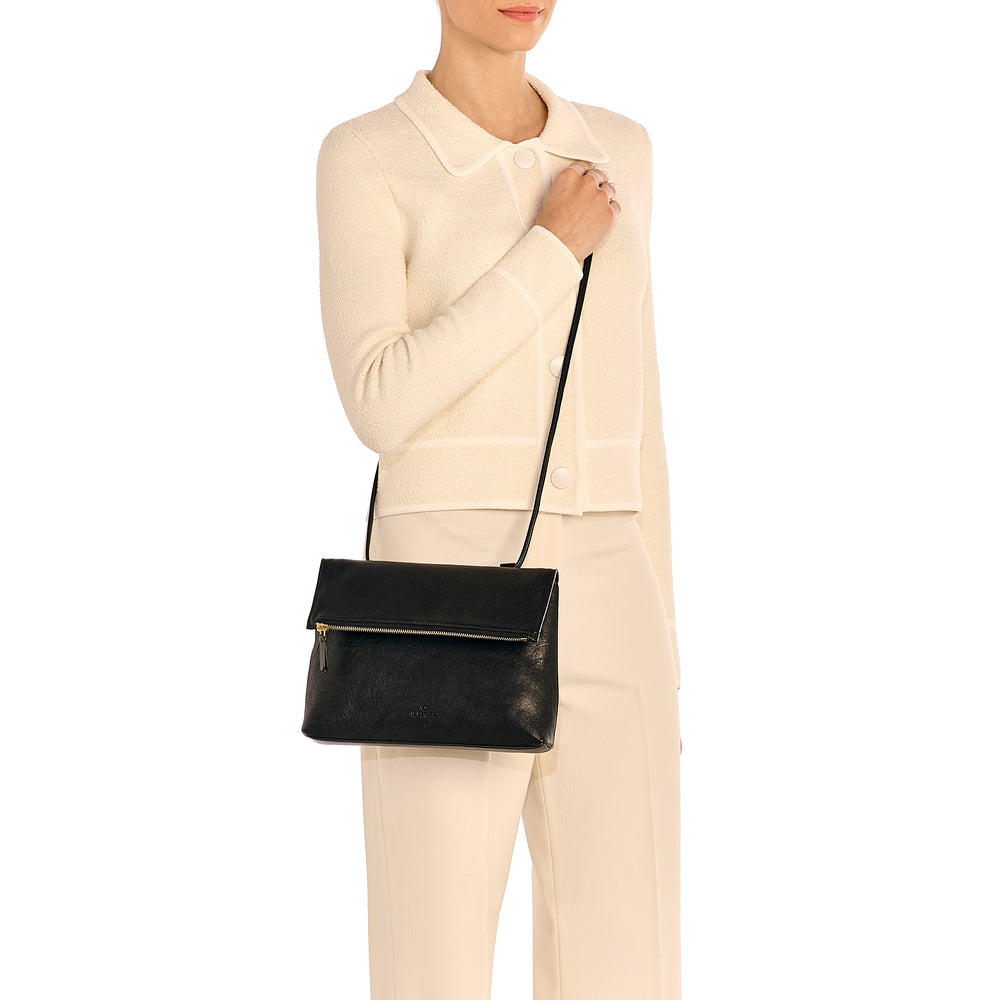 Anna | Women's crossbody bag in vintage leather color black