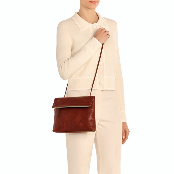 Anna | Women's crossbody bag in vintage leather color sepia