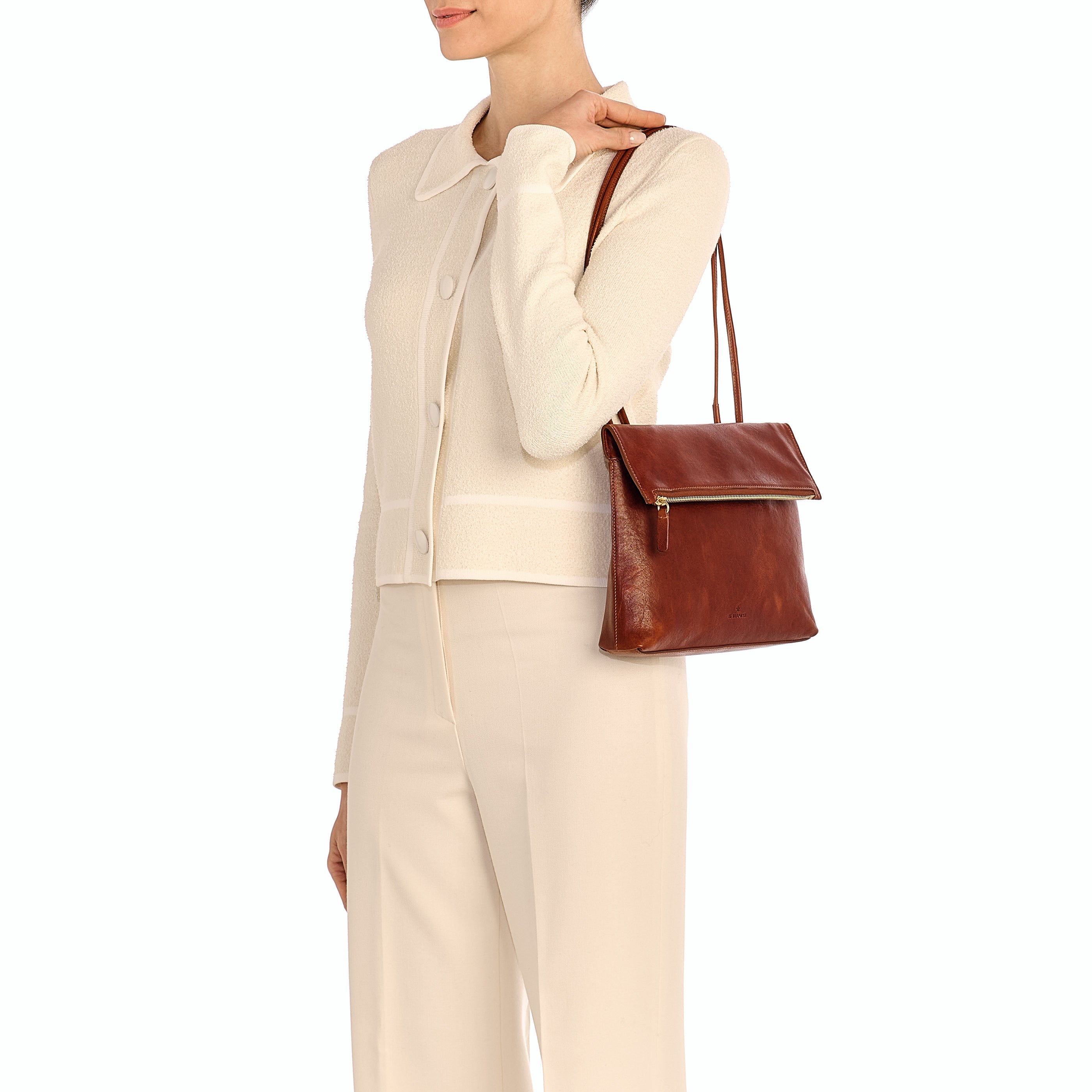 Anna | Women's crossbody bag in vintage leather color sepia