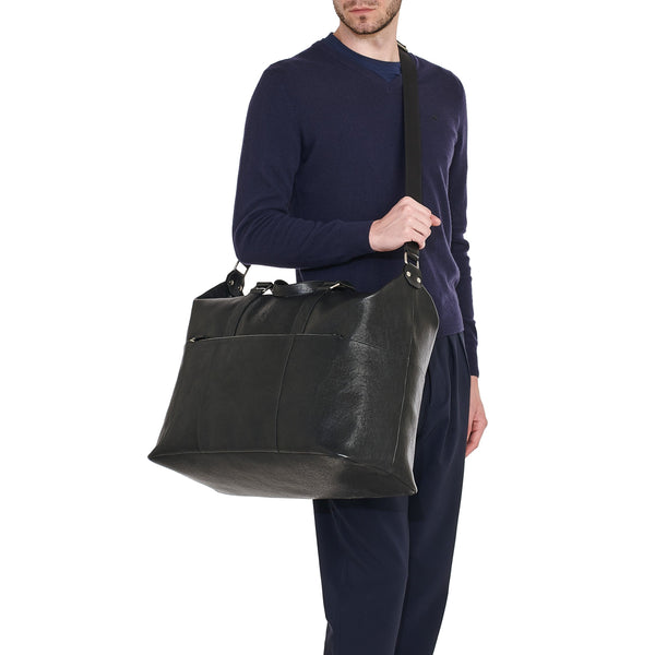 Oriuolo | Borsa da viaggio da uomo in pelle invecchiata colore nero