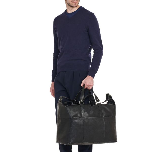 Oriuolo | Borsa da viaggio da uomo in pelle invecchiata colore nero
