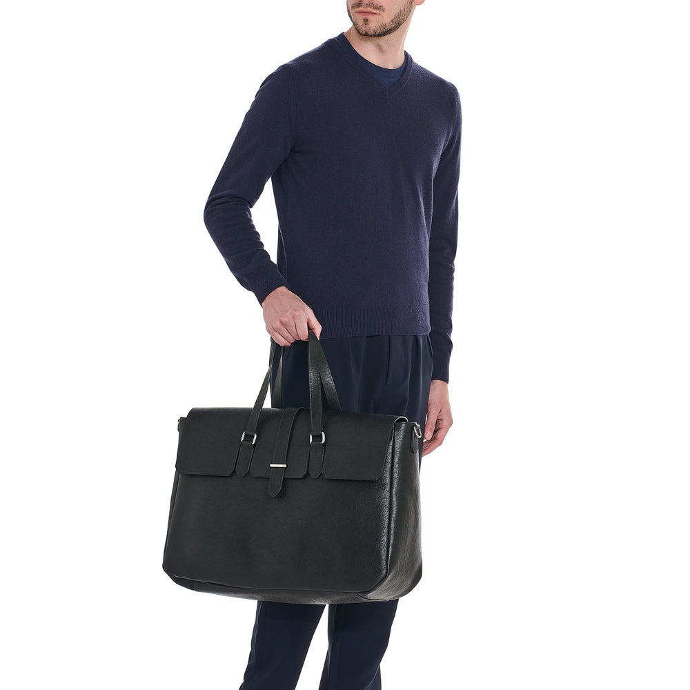 Belfiore | Men's travel bag in vintage leather color black