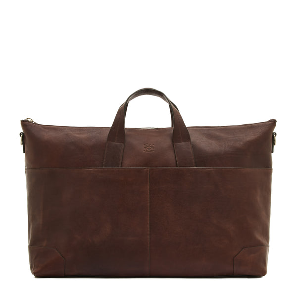 Galileo | Men's travel bag in vintage leather color coffee