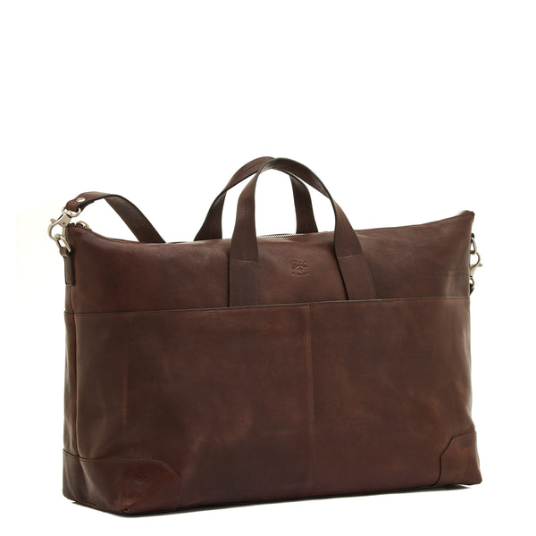 Galileo | Men's travel bag in vintage leather color coffee