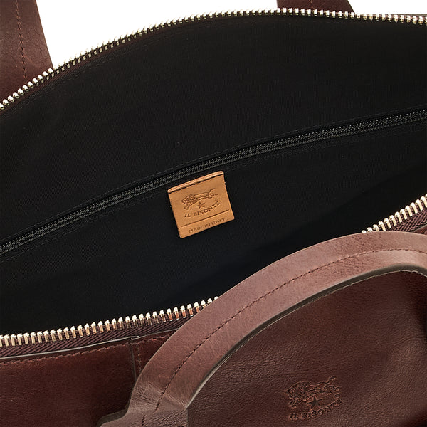 Galileo | Men's travel bag in vintage leather color coffee