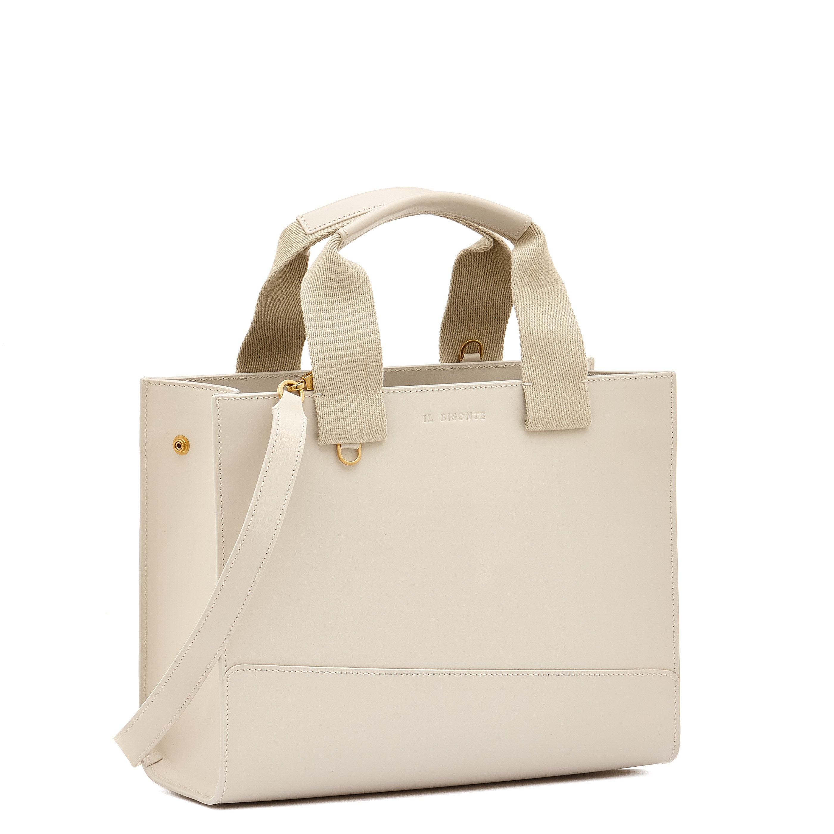 Sole Medium | Women's handbag in leather color white seal – Il Bisonte