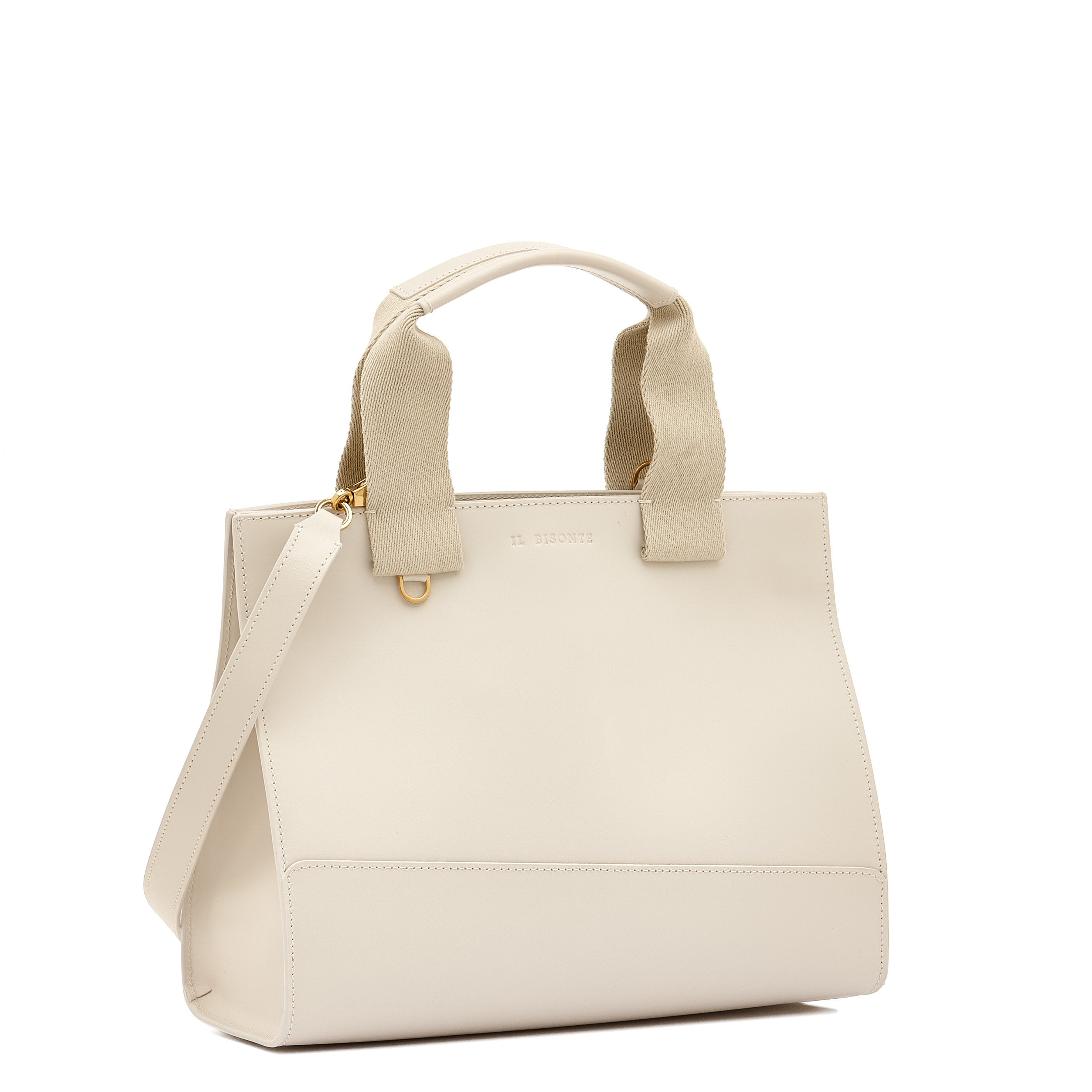 Sole Medium | Women's handbag in leather color white seal – Il Bisonte