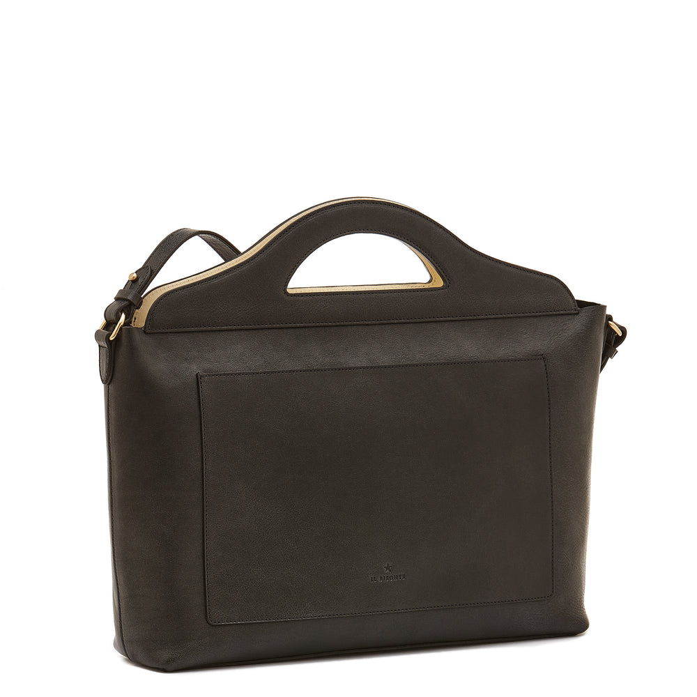 Manhattan | Women's handbag in leather color black / white