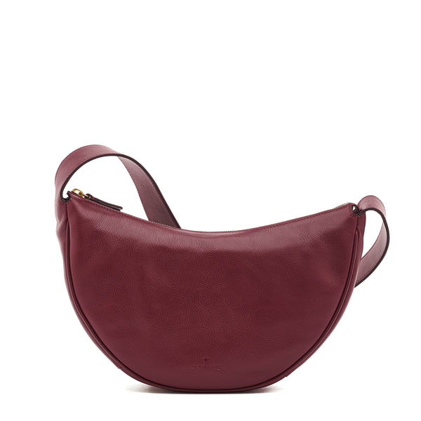 Oliveta | Hobo pour femme en cuir couleur cerise noir