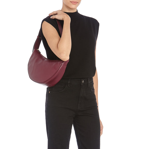 Oliveta | Hobo pour femme en cuir couleur cerise noir