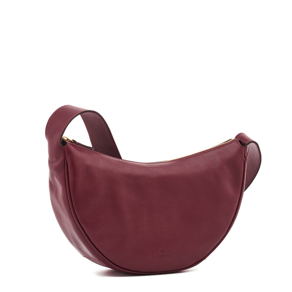 Oliveta | Hobo pour femme en cuir couleur cerise noir