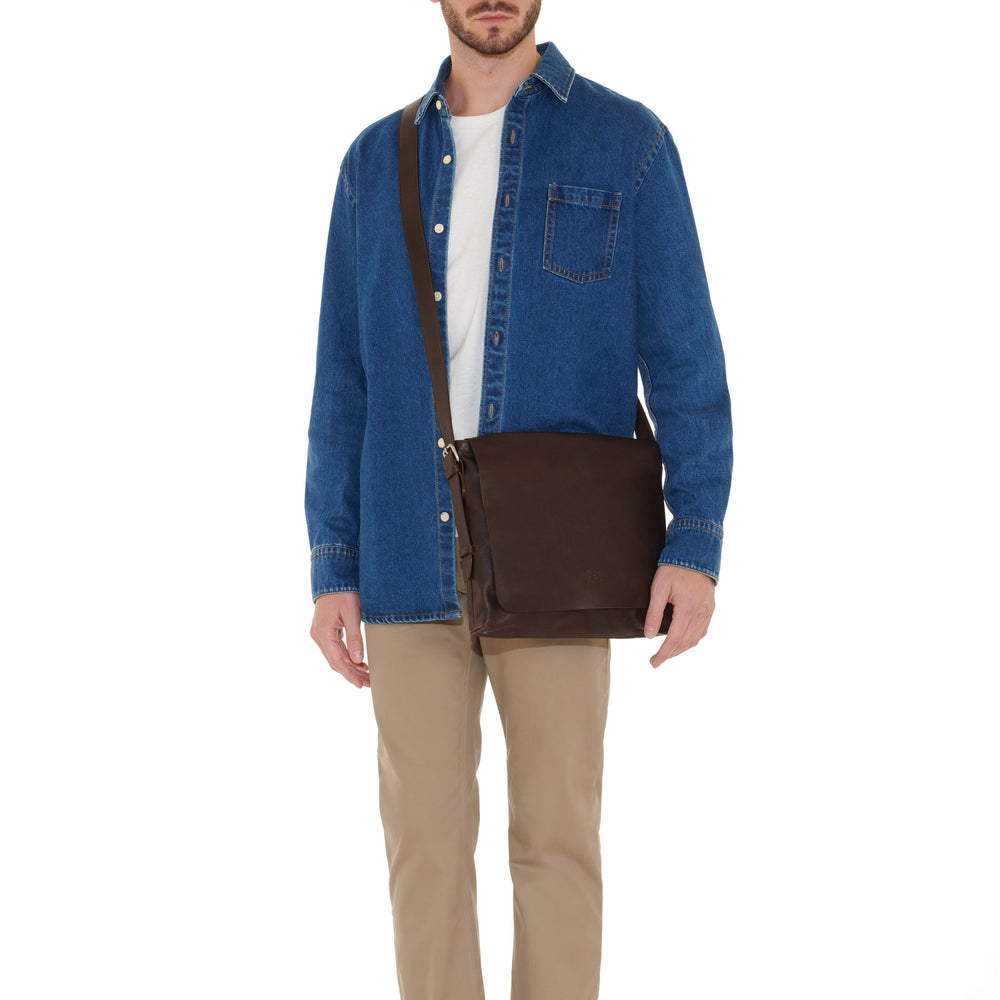 Brolio | Sac messenger pour homme en cuir vintage couleur cafè