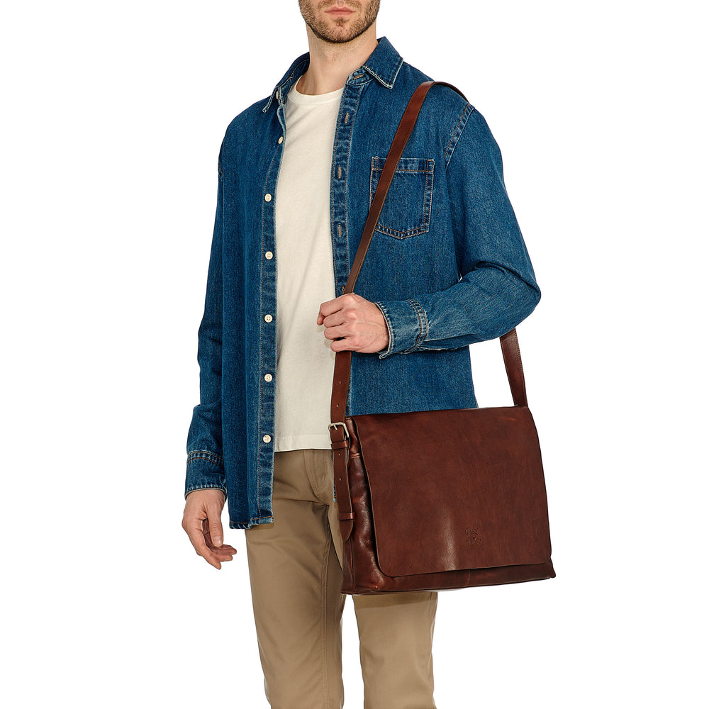 Brolio | Men's messenger in vintage leather color coffee