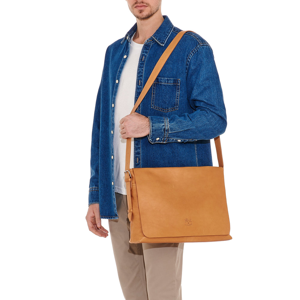 Brolio | Men's messenger in vintage leather color natural