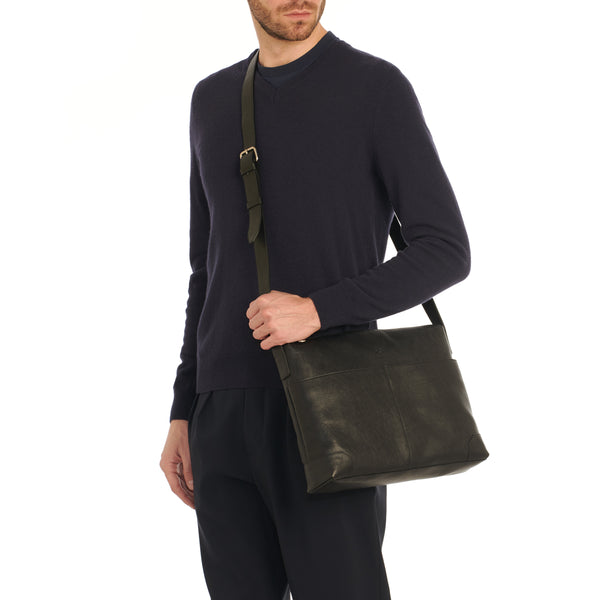 Galileo | Sac messenger pour homme en cuir vintage couleur noir