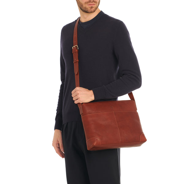 Galileo | Men's messenger in vintage leather color sepia