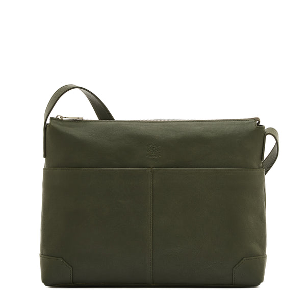 Galileo | Sac messenger pour homme en cuir vintage couleur forêt