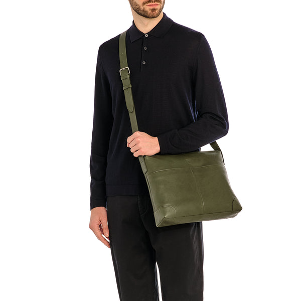 Galileo | Sac messenger pour homme en cuir vintage couleur forêt