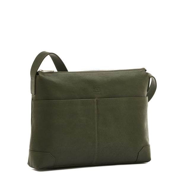 Galileo | Sac messenger pour homme en cuir vintage couleur forêt