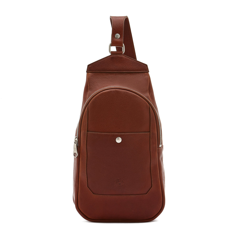 Cosimo | Men's one strap backpack in vintage leather color sepia