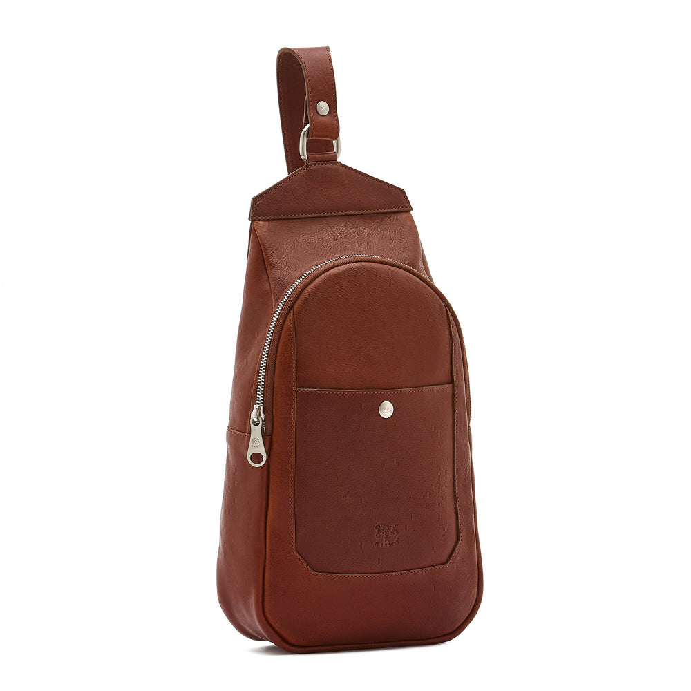 Cosimo Men s one strap backpack in vintage leather color sepia