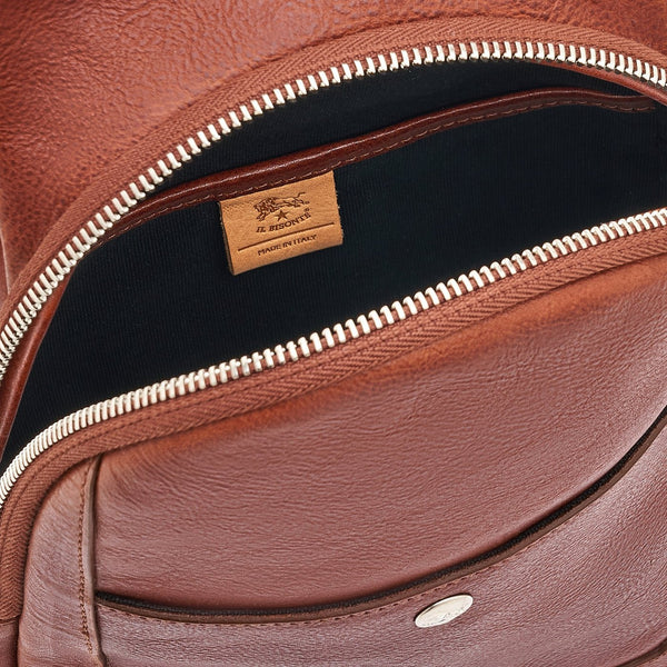 Cestello  Men's one strap backpack in vintage leather color black – Il  Bisonte