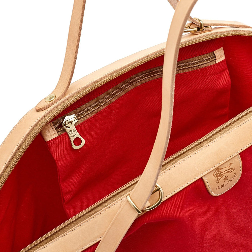 Caramella  | Women's shoulder bag in fabric color red/natural