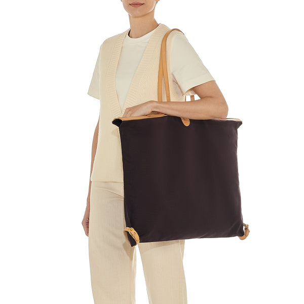 Caramella  | Women's shoulder bag in fabric color blue/natural