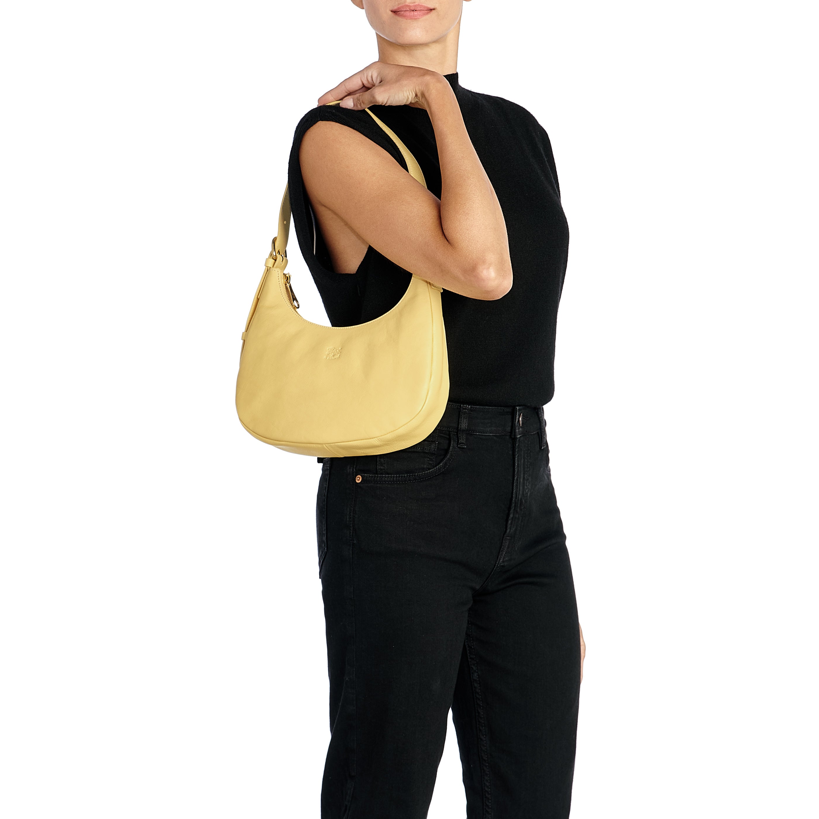 Belcanto | Sac epaule pour femme en cuir couleur vanille