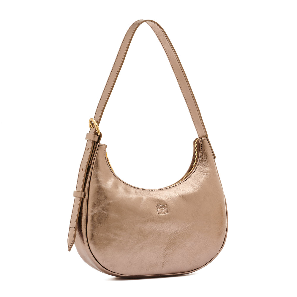 Belcanto | Sac epaule pour femme en cuir métallisé couleur métallique bronze