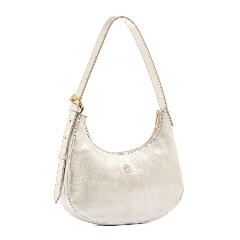 Belcanto | Women's shoulder bag in metallic leather color metallic silver