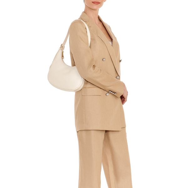 Belcanto | Women's shoulder bag in leather color milk