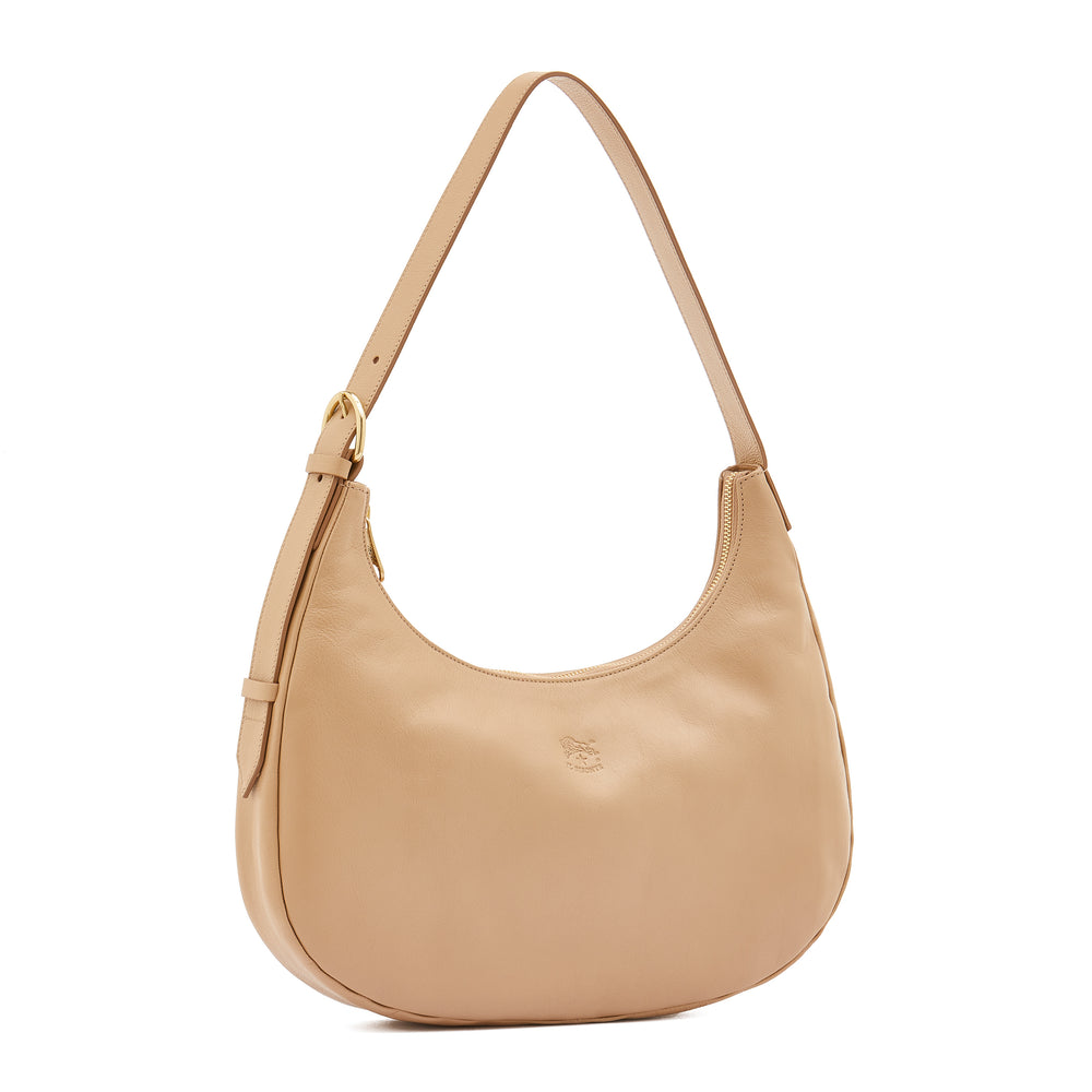 Belcanto | Sac epaule pour femme en cuir couleur café au lait