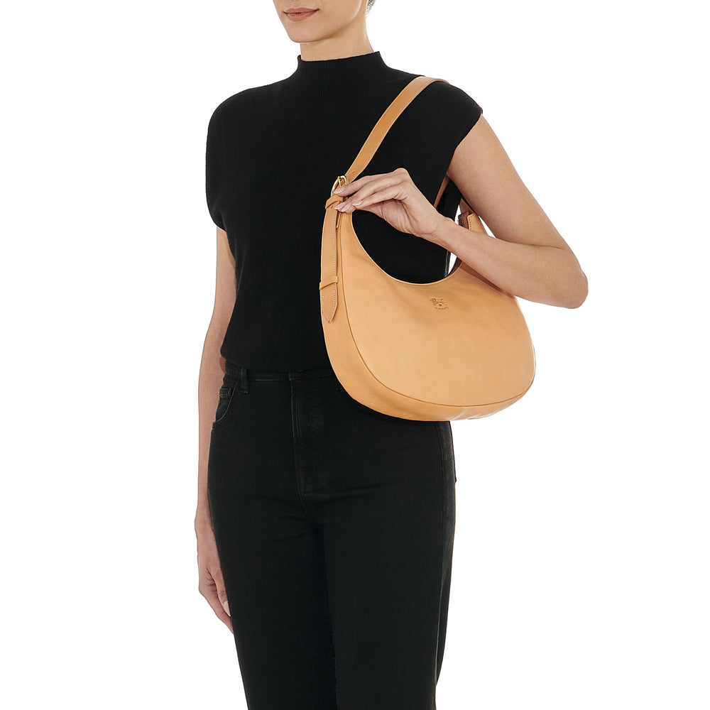 Belcanto | Sac epaule pour femme en cuir couleur naturel