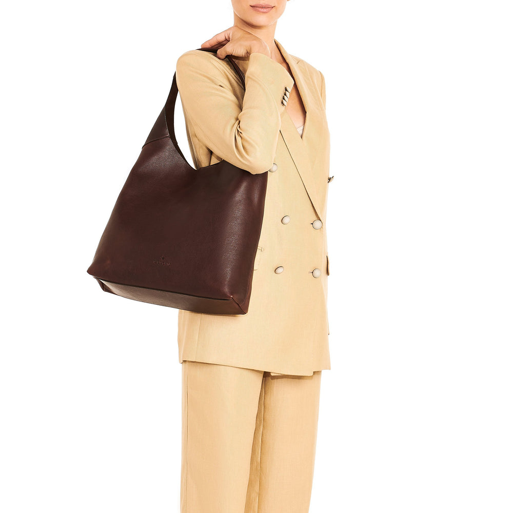 Le laudi | Sac epaule pour femme en cuir vintage couleur cafè