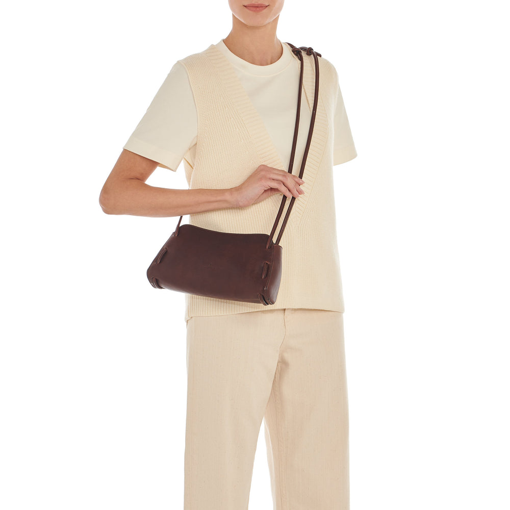 Snodo | Women's shoulder bag in vintage leather color coffee