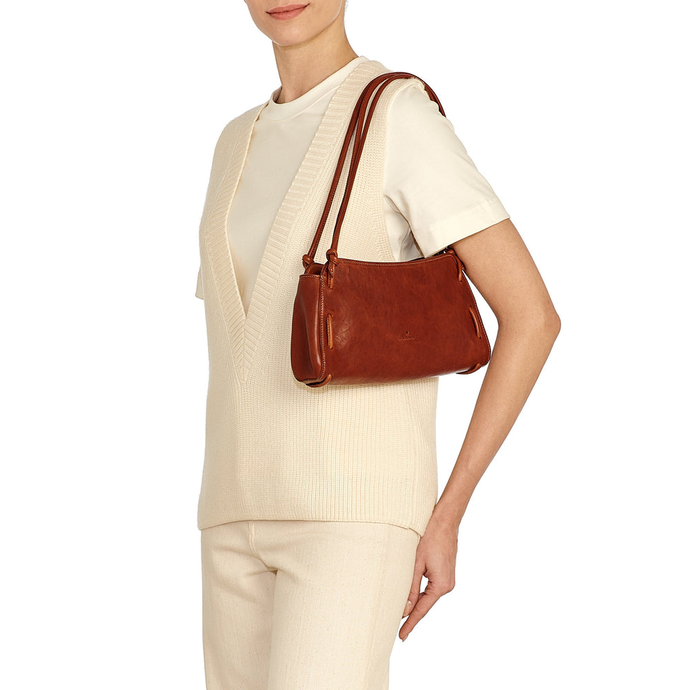 Snodo | Sac epaule pour femme en cuir vintage couleur sépia