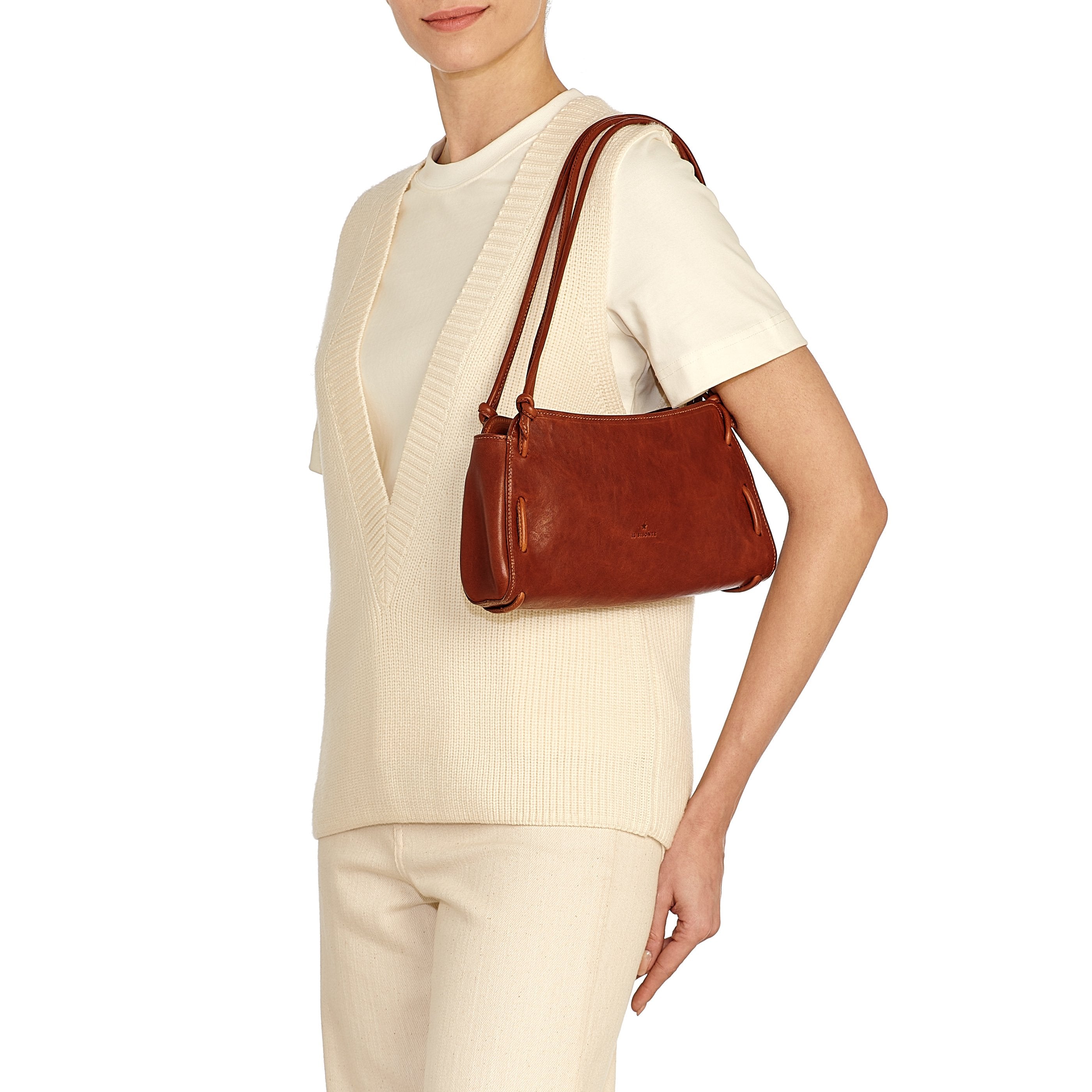 Snodo | Sac epaule pour femme en cuir vintage couleur sépia