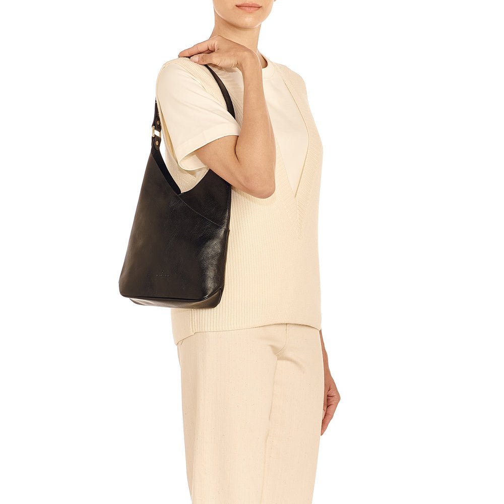 Malibu | Sac epaule pour femme en cuir couleur noir