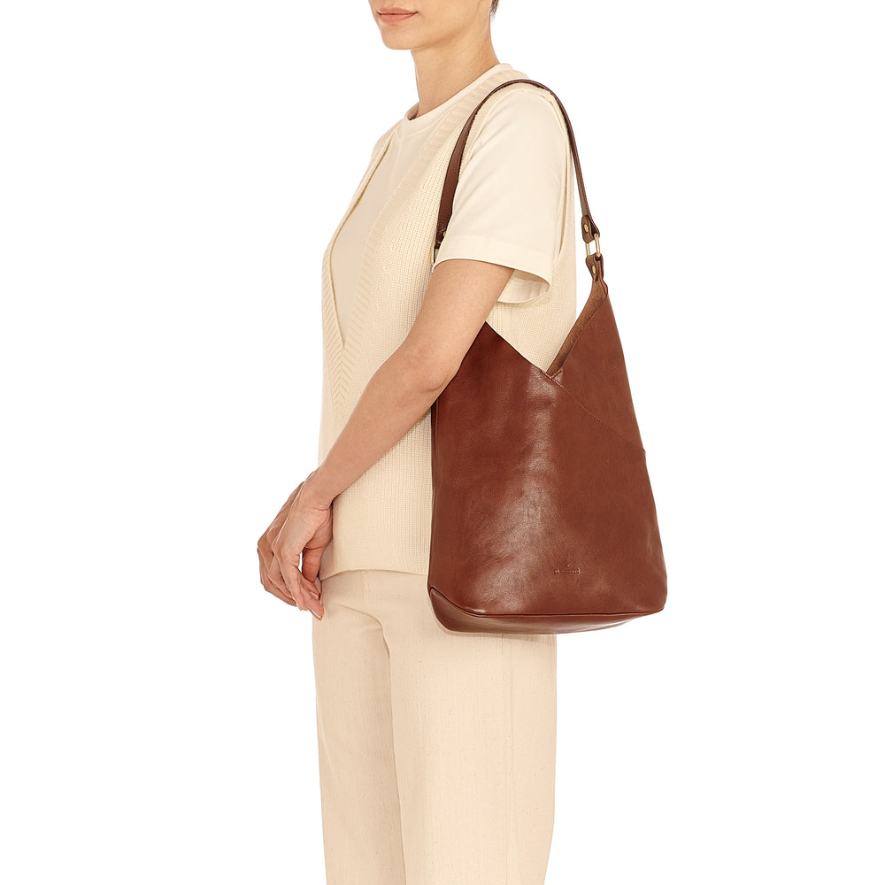 Malibu | Women's shoulder bag in leather color arabica